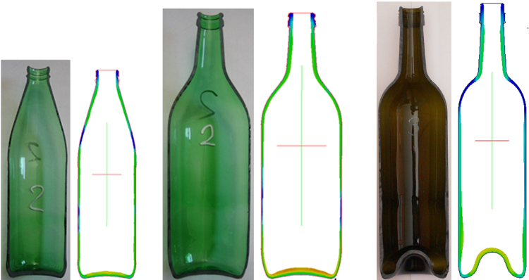 Comparison simulated bottles with real bottles